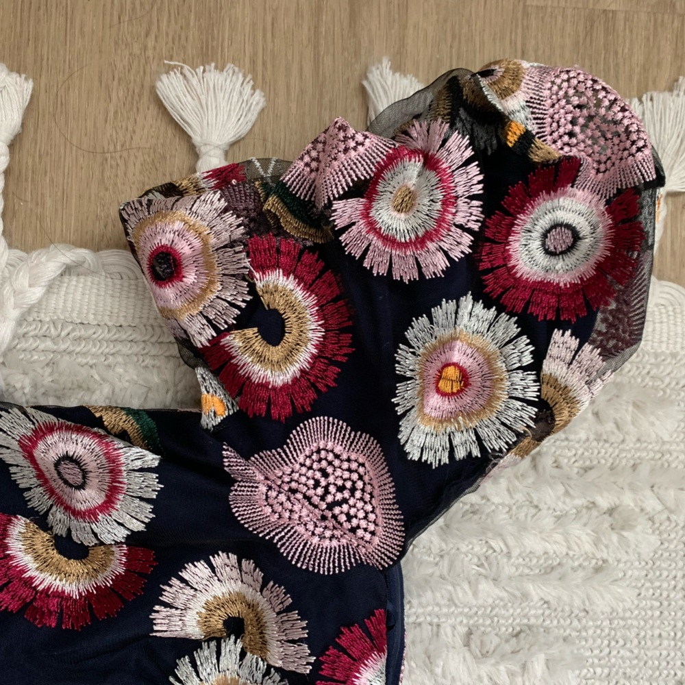 Sam Edelman Helium Floral Embroidered Off the Shoulder Dress (Size 10) - Picture 14 of 16